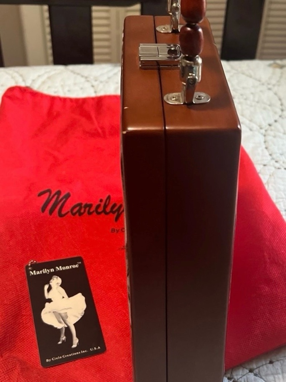 Vintage Marilyn Monroe Wood Box Purse | Chic Creations Beaded Handle NWT - Picture 4 of 10